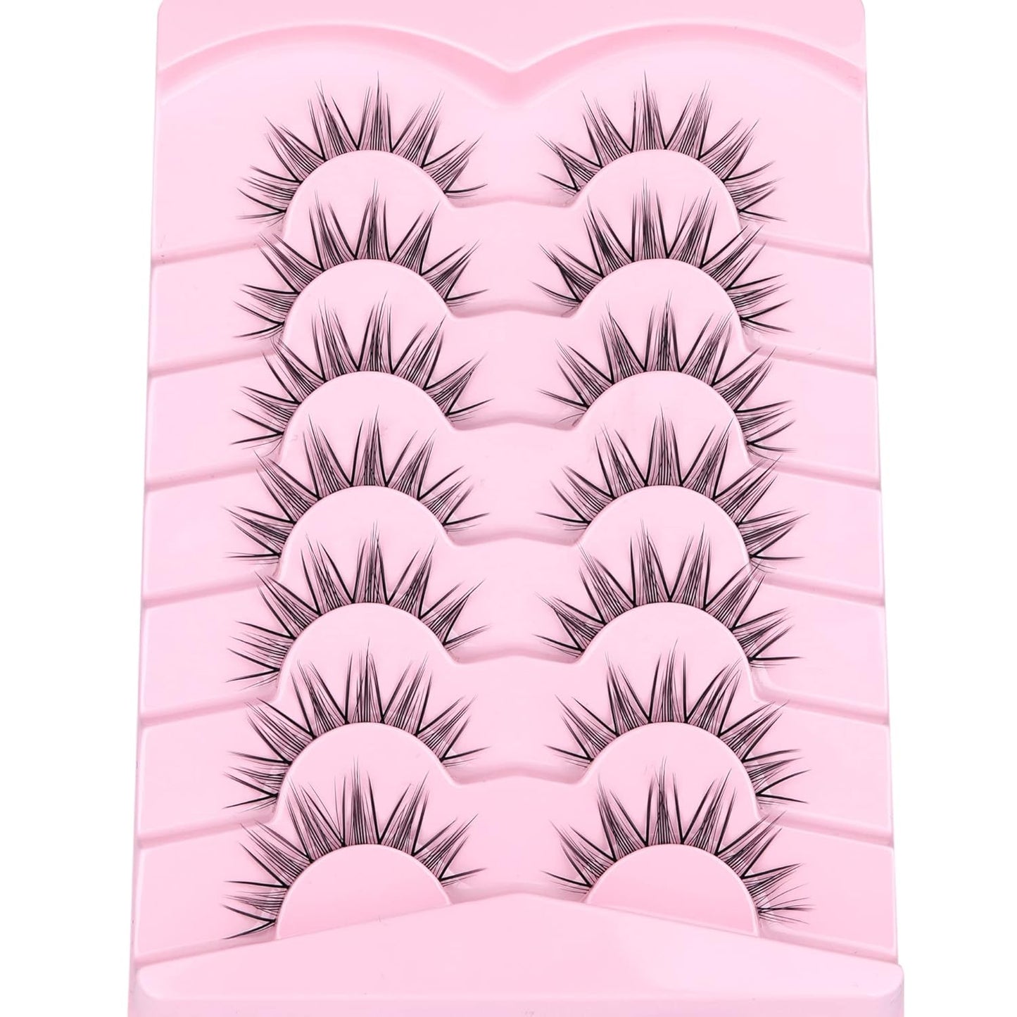 Manga Lashes Mink False Eyelashes Natural Look Wispy Anime Manhua Lashes Korean K-Pop Makeup Lashes with Clear Band Spiky Girl Group Idol Fake Eyelashes Pack by