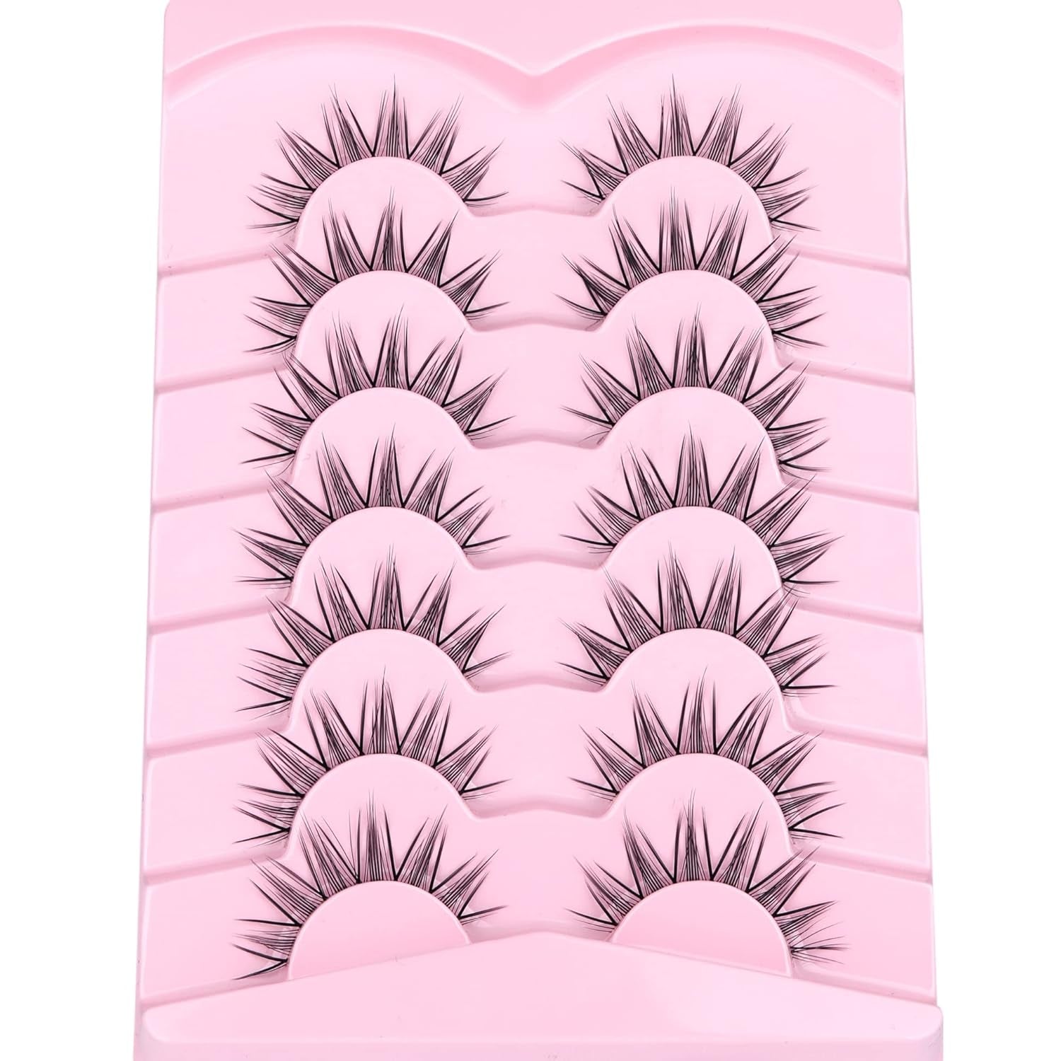 Manga Lashes Mink False Eyelashes Natural Look Wispy Anime Manhua Lashes Korean K-Pop Makeup Lashes with Clear Band Spiky Girl Group Idol Fake Eyelashes Pack by