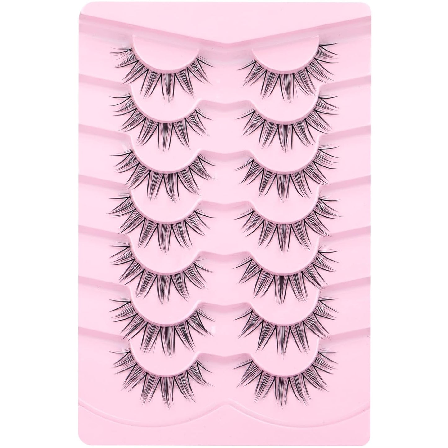 Manga Lashes Mink False Eyelashes Natural Look Wispy Anime Manhua Lashes Korean K-Pop Makeup Lashes with Clear Band Spiky Girl Group Idol Fake Eyelashes Pack by